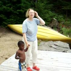 Augustin at Lac de Castor with aunt Claudette ca. 2007