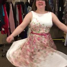 Kayley doing a Spin in her Dress