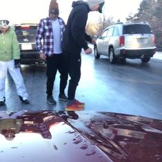 Line dancing on a frozen freeway when we all went skiing in January:)