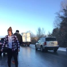 Lots of sliding on the frozen freeway