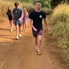 this is us, hiking in hawaii to see jaws 